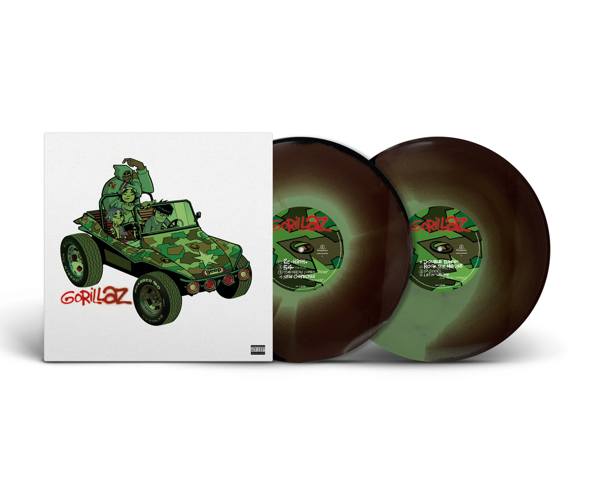 Gorillaz - Gorillaz (2LP, B&M Exclusive Limited Hand-Pressed Camouflage Green Grown Black Vinyl) PRE-ORDER -Ou t 12/4/26