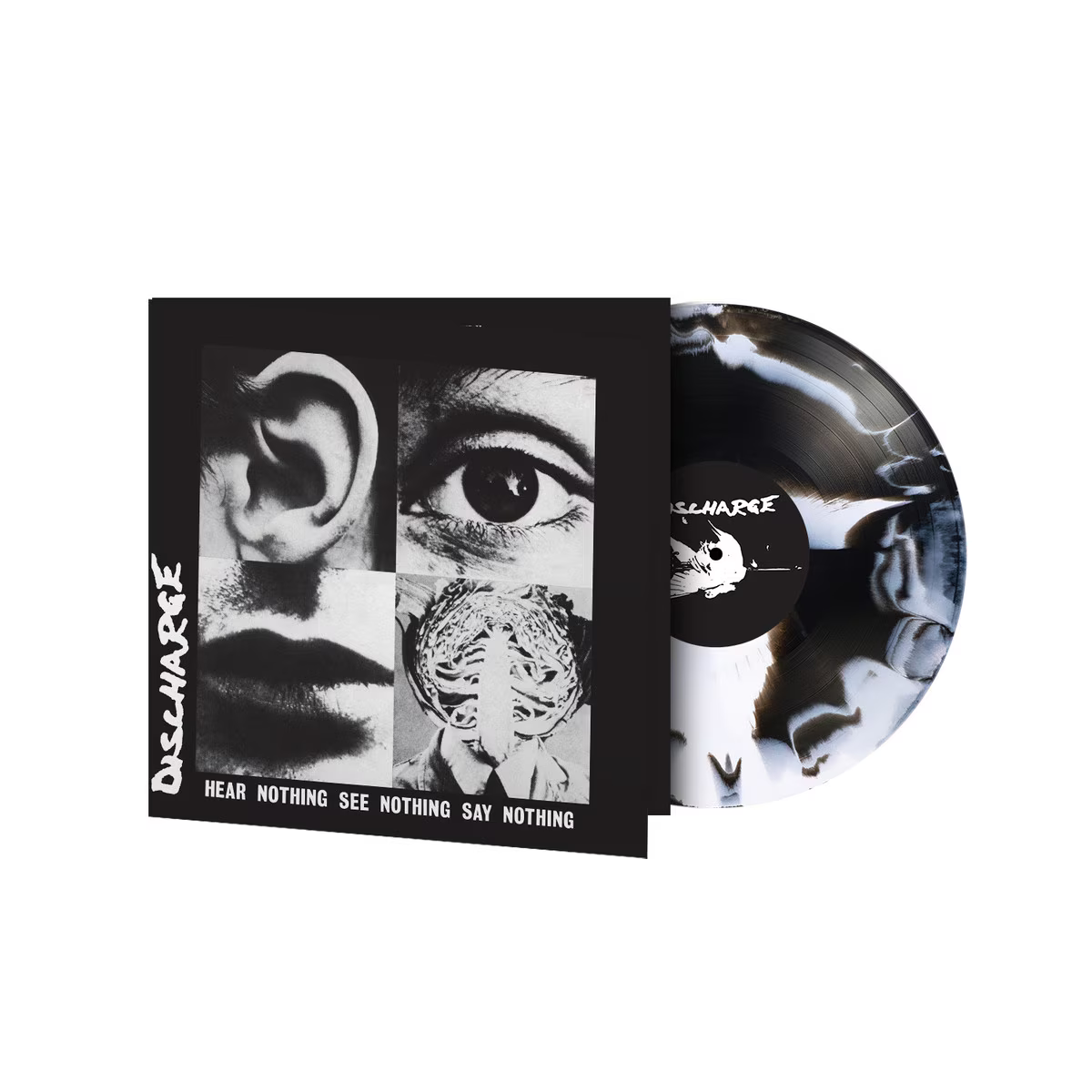 Discharge - Hear Nothing See Nothing Say Nothing (White Black Swirled Vinyl) PRE-ORDER - Out 9/18/26
