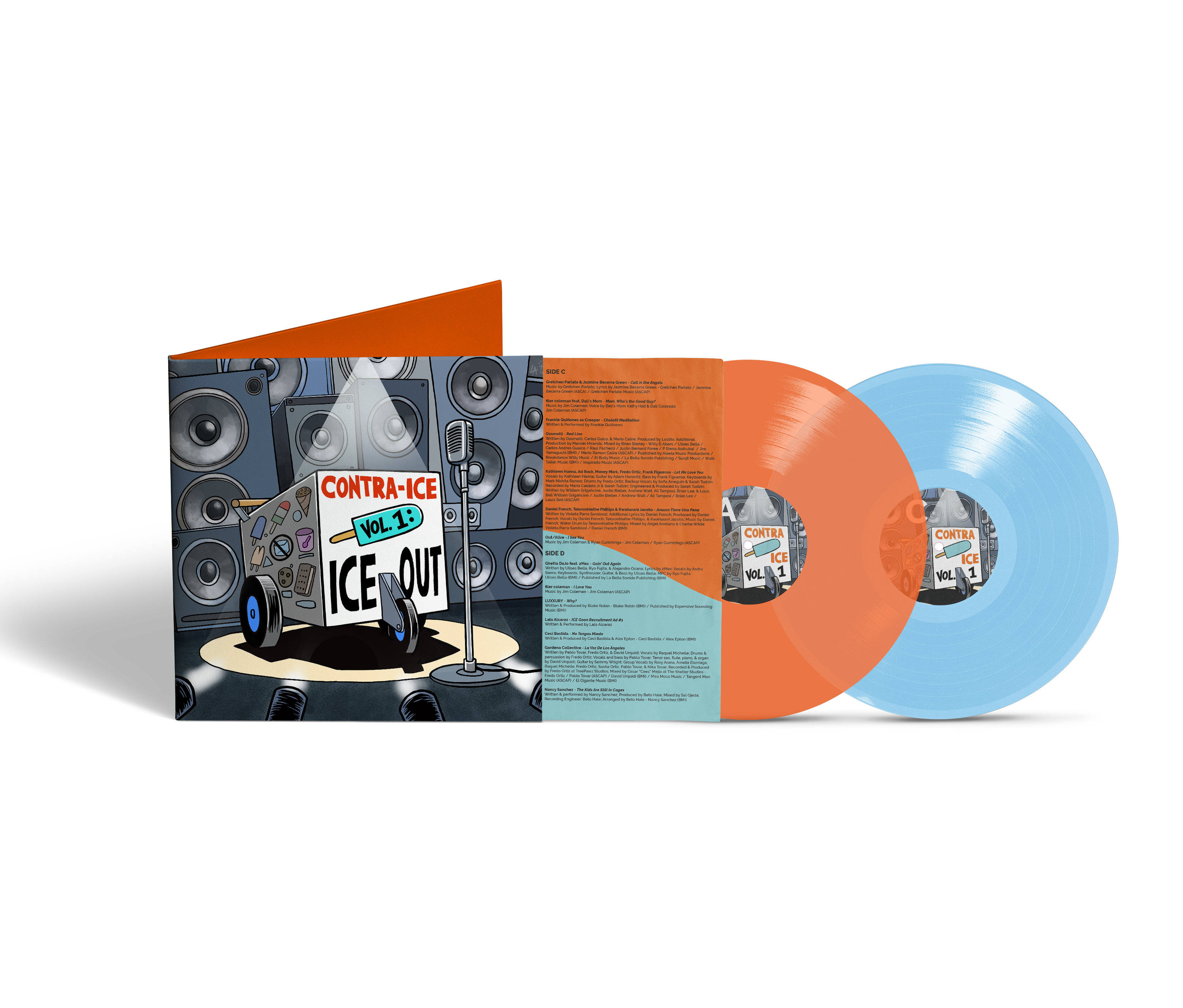 Various Artists (Kathleen Hanna ft. Ad-Rock, Tom Morello, Fred Armisen) - Contra-ICE Vol. 1: Ice Out (2LP, Orange Blue Vinyl) PRE-ORDER - Out 10/2/26