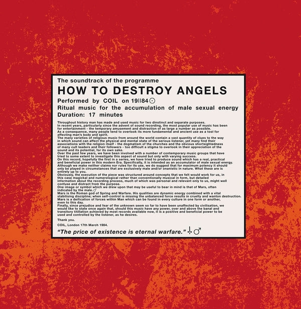 Coil - How To Destroy Angels (12" Vinyl EP w/ Etched B-Side, Belgium Import) PRE-ORDER - Out 10/30/26